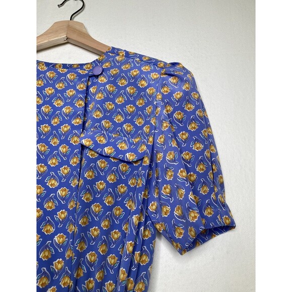 Kristy Petites Maxi Pleated Dress Size 10 Purple Floral Polyester Long Vintage - Picture 6 of 12